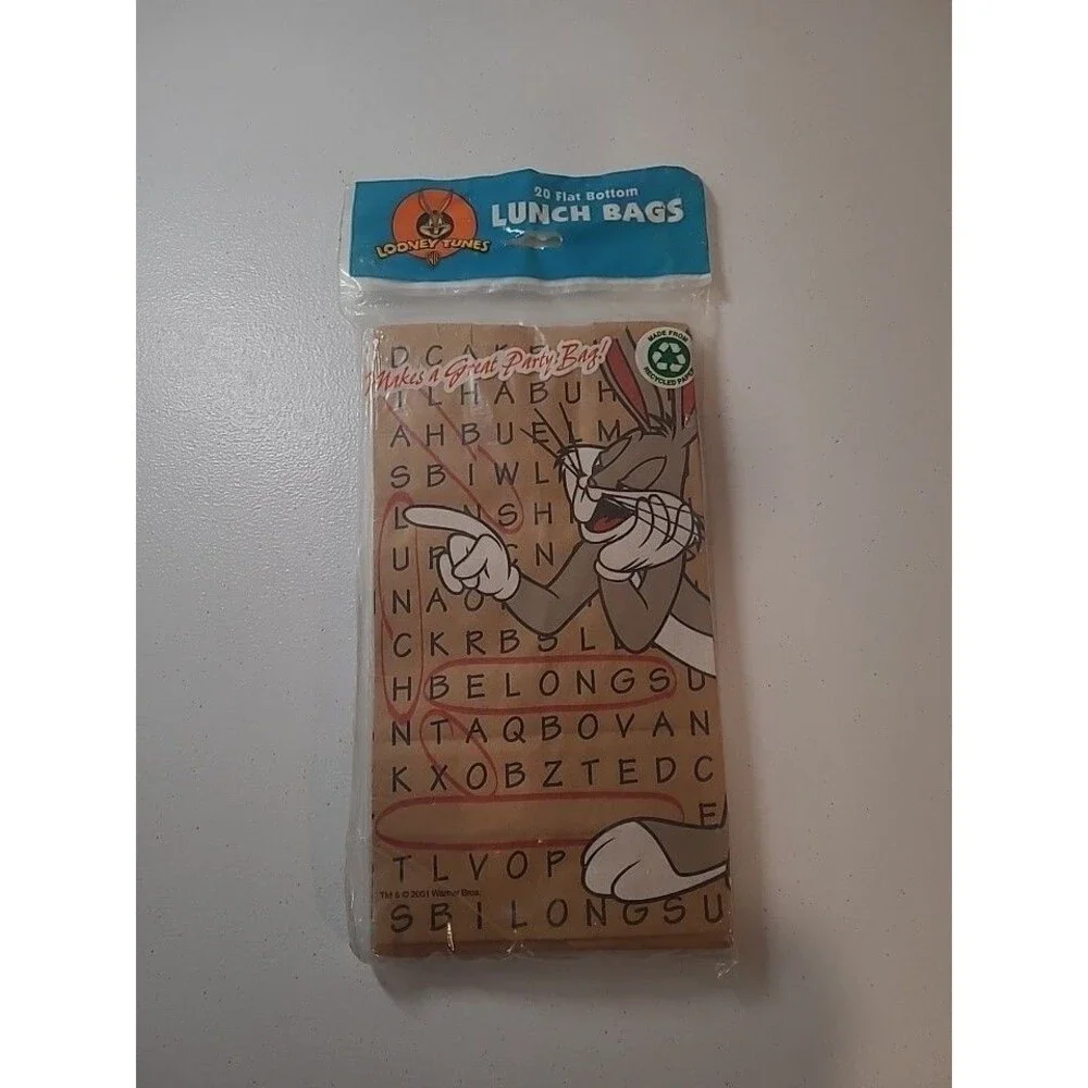 Vintage 2001 Bugs Bunny Looney Tunes Brown Paper Lunch Bags – Pack of 20